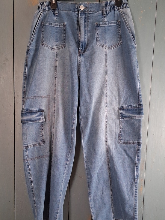 Denim - Light Blue Womens Cargo Jeans